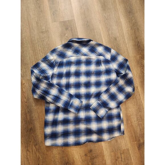 Outdoor Research Mens Large Sandpoint Flannel Blue white plaid chest pocket - Picture 3 of 10